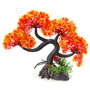 AQUA-FIT Orange Slanting Bonsai Plastic Plant 11"