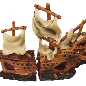 AQUA-FIT Polyresin British Warship Shipwreck 14.5x4x10.5in