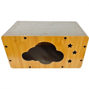 SIMONS Corrugated Luxe Cat Chateau w/Catnip – Cloud 21.5 X 12 X 11 in