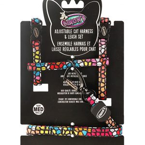 SIMONS Adjustable Nylon Harness/Leash Stone Print - Black M