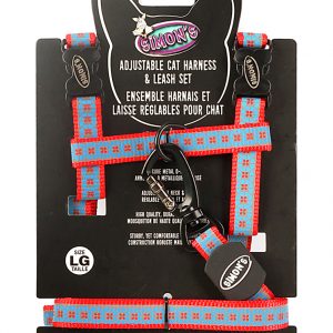 SIMONS Adjustable Reflective Nylon Harness/Leash Flower Print - Red L