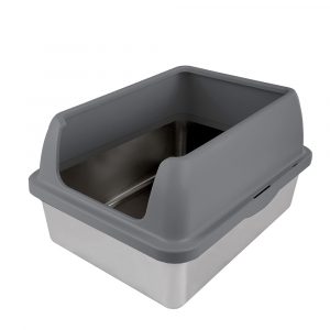 ALL FOR PAWS Go Fresh Enclosed Stainless Steel Litter Box - Grey