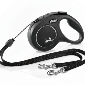 FLEXI Classic DUO Cord Leash 5 m/16 ft S Black