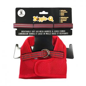 DOGGIE-Q Mesh Dog Harness/Leash combo RD S