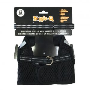 DOGGIE-Q Mesh Dog Harness/Leash combo BK M