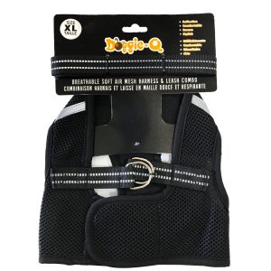 DOGGIE-Q Mesh Dog Harness/Leash combo BK XL