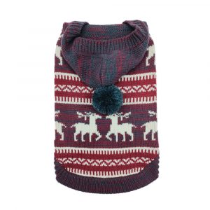 DOGGIE-Q Double Knit Moose Sweater w/Hoodie 12"