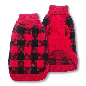 DOGGIE-Q Double Knit Lumber Jacket Sweater - Red 8"
