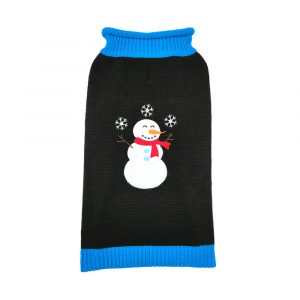 DOGGIE-Q Black Snowman Sweater 14"
