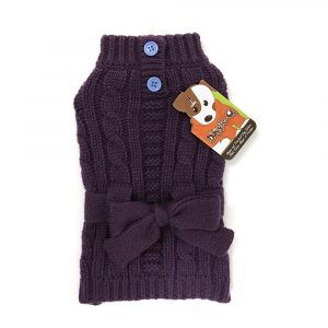 DOGGIE-Q Purple Belted Sweater - 6in