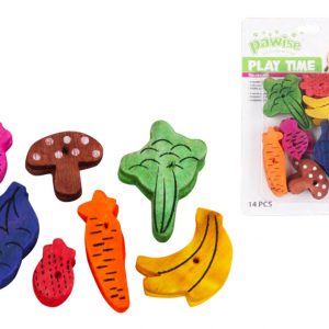 PAWISE SMALL PET PLAY TOY -Fruit/Veggie Mix 14pK