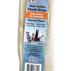 QT DOG Water Buffalo Cheek Strips 6"