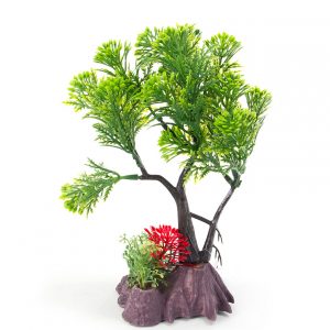 AQUA-FIT Green Pine Bonsai Plastic Plant 7"
