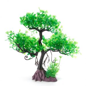 AQUA-FIT Green Upright Juniper Bonsai Plastic Plant 11"