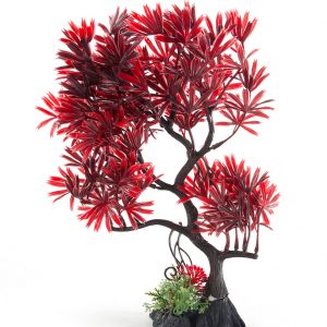 AQUA-FIT Red Japanese Maple Bonsai Plastic Plant 11"