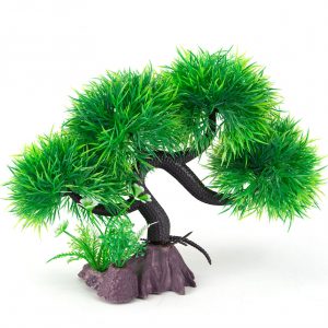 AQUA-FIT Green Spiky Bonsai Plastic Plant 11"