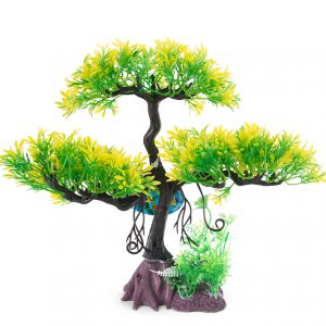 AQUA-FIT Green Upright Pine Bonsai Plastic Plant 11"
