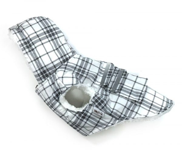 DOGGIE-Q Checkered Plaid Grey/White 14"