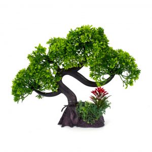 AQUA-FIT Green Slanting Bonsai Plastic Plant 11"