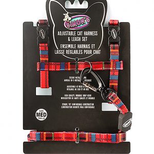 SIMONS Adjustable Nylon Harness/Leash Plaid - Red M