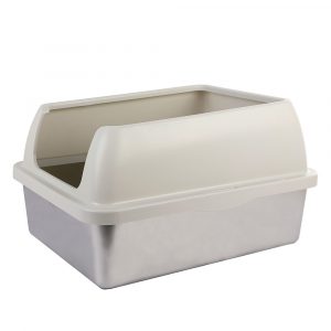 ALL FOR PAWS Go Fresh Enclosed Stainless Steel Litter Box - Sand