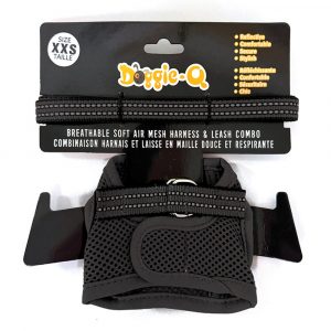 DOGGIE-Q Mesh Dog Harness/Leash combo BK XXS