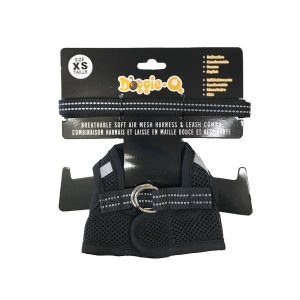 DOGGIE-Q Mesh Dog Harness/Leash combo BK XS
