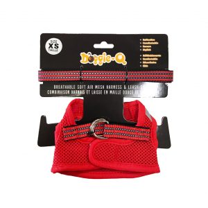 DOGGIE-Q Mesh Dog Harness/Leash combo RD XS
