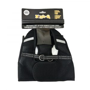 DOGGIE-Q Mesh Dog Harness/Leash combo BK XXL