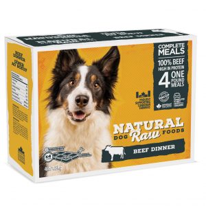NATURAL RAW DOG FOOD Beef Dinner 4lb - 6 portions/lb