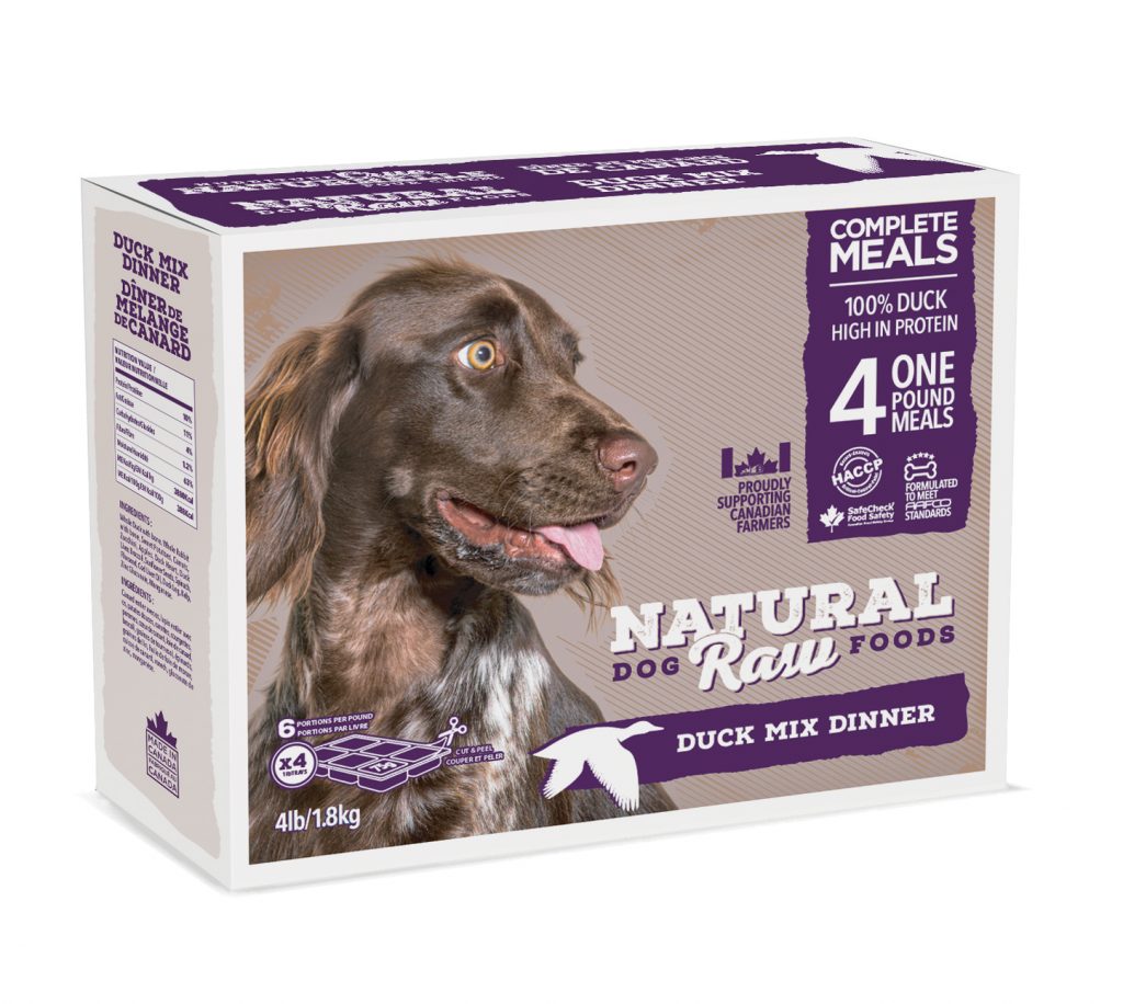 NATURAL RAW DOG FOOD Duck Mix Dinner 4lb - 6 portions/lb