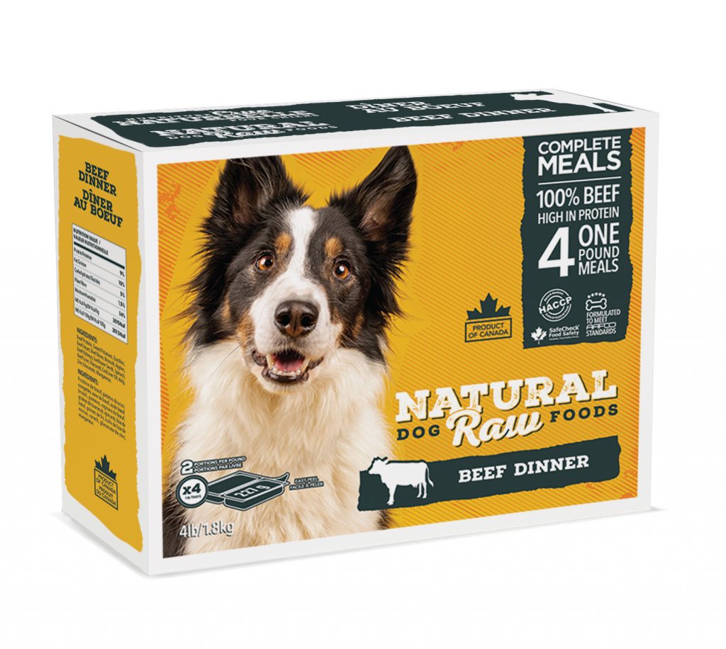 NATURAL RAW DOG FOOD Beef Dinner 4lb - 2 portions/lb