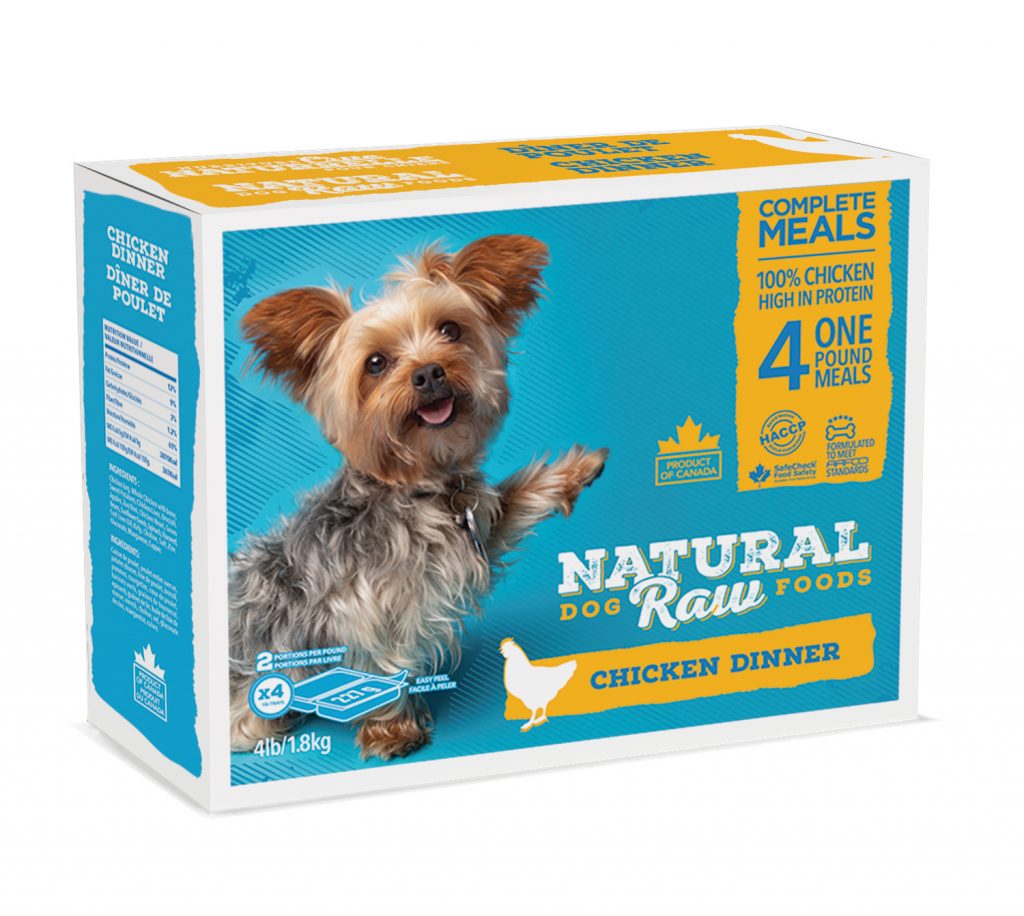 NATURAL RAW DOG FOOD Chicken Dinner 4lb - 2 portions/lb