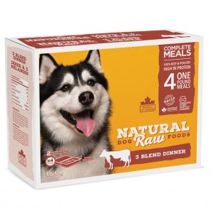 NATURAL RAW DOG FOOD 3 Blend Dinner 4lb - 2 portions/lb