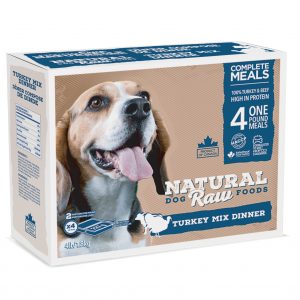 NATURAL RAW DOG FOOD Turkey Mix Dinner 4lb - 2 portions/lb
