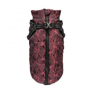 DOGGIE-Q Reflective Classic Jacket w/Harness - Red 10"