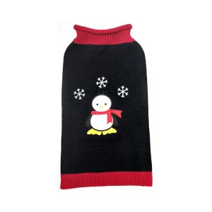 DOGGIE-Q Black w/ Penguin Sweater 6"