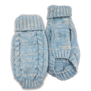 DOGGIE-Q Double Knit Multi Colour Marled Light Blue Sweater 14"