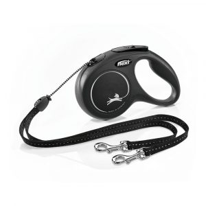 FLEXI Classic DUO Cord Leash 5 m/16 ft S Black