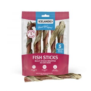 ICELANDIC+ Beef Bully Stick Wrapped with Fish Skin - 6in 2.3oz 5-Pack