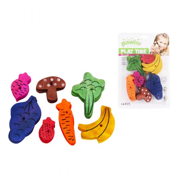 PAWISE SMALL PET PLAY TOY -Fruit/Veggie Mix 14pK