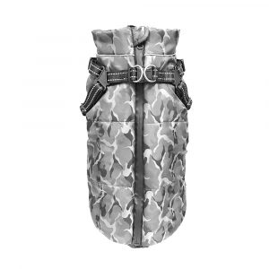 DOGGIE-Q Reflective Classic Jacket w/Harness - Gray 12"