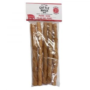 CATTLERANCH Packaged Porkhide Twist Stick 5pk 10inx22mm