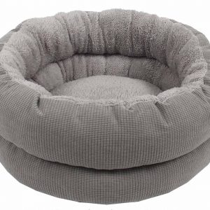 DOGGIE-Q Fleece/Corduroy Round Bed -Light Grey 51x20cm