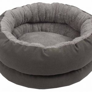DOGGIE-Q Fleece/Corduroy Round Bed -Deep Grey 51x20cm