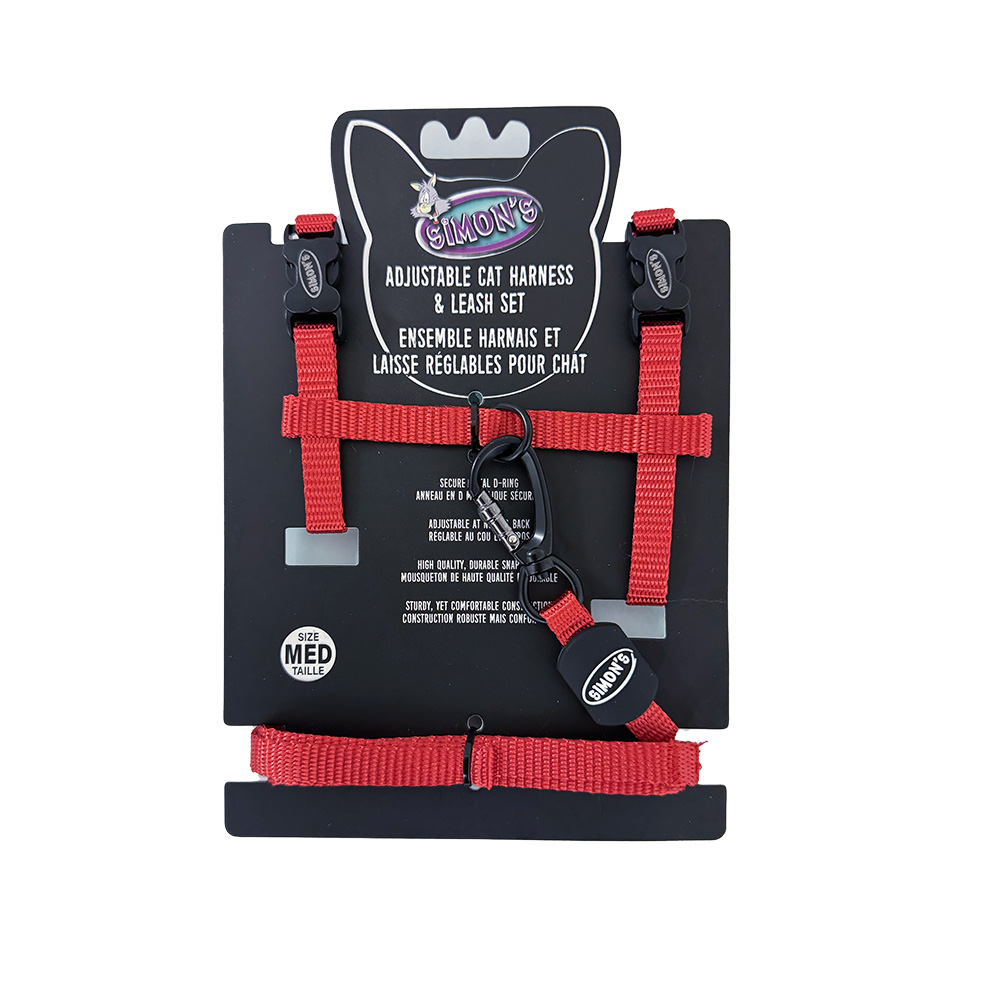SIMONS Adjustable Nylon Harness/Leash Red M