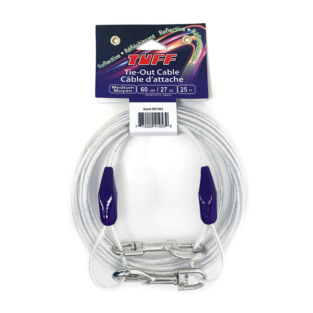 TUFF Reflective Tie-Out Cable 25' Medium