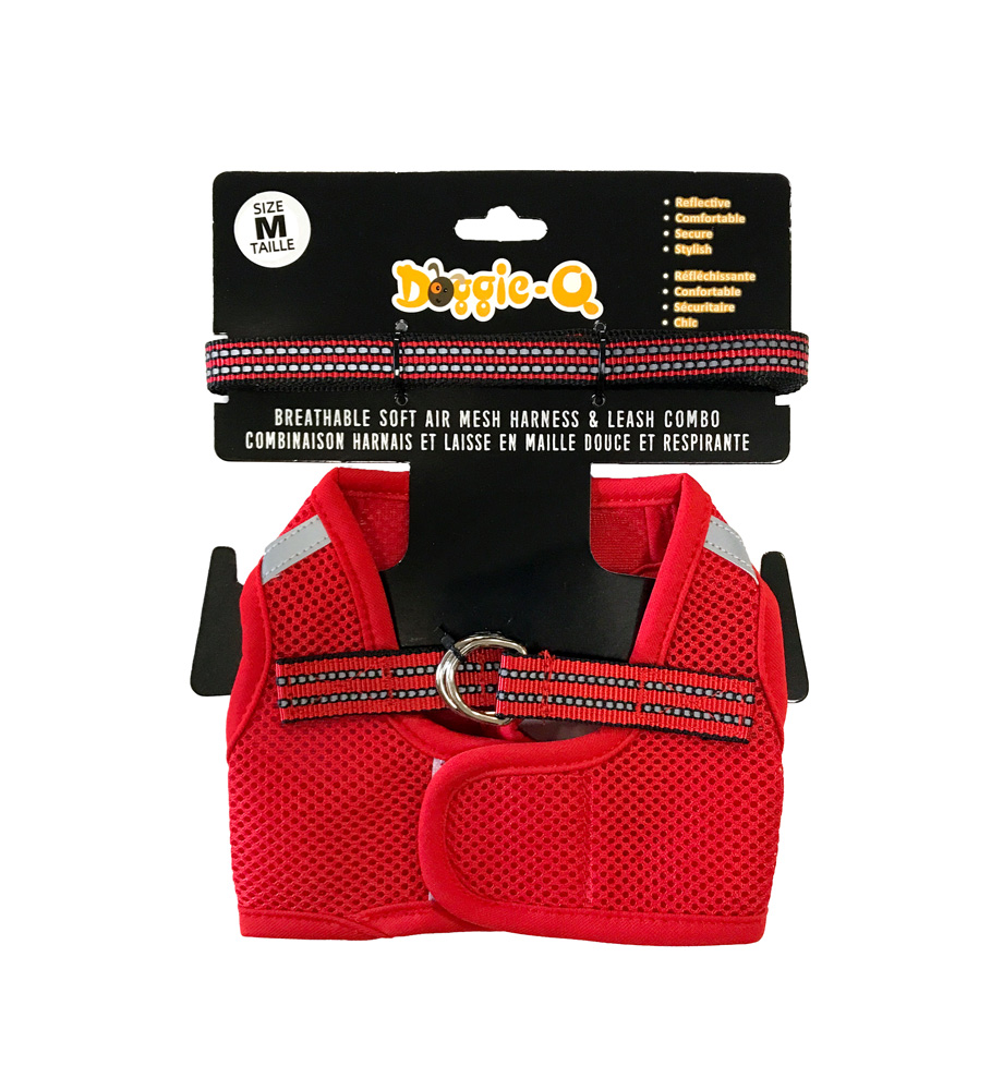 DOGGIE-Q Mesh Dog Harness/Leash combo RD M