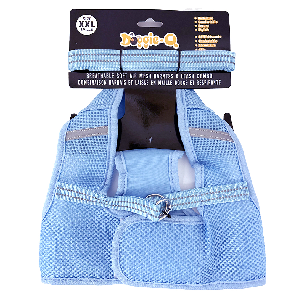 DOGGIE-Q Mesh Dog Harness/Leash combo BL XXL