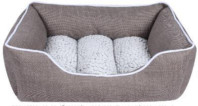 DOGGIE-Q Fleece/Cotton Bed Brown 46x36x15cm